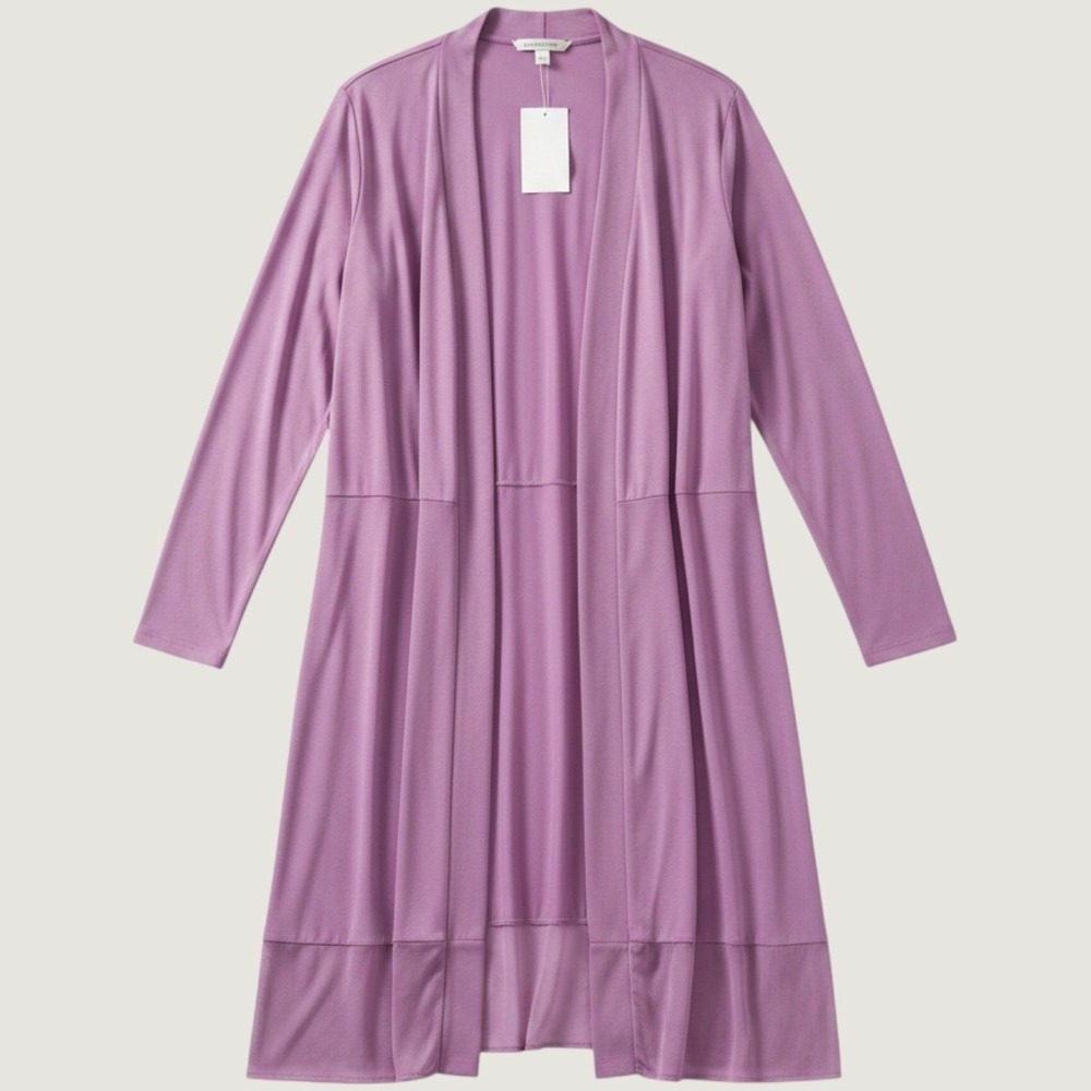 LOGO Lori Goldstein Cardigan Womens Size M Purple Long Sleeve Open Front Leticia
